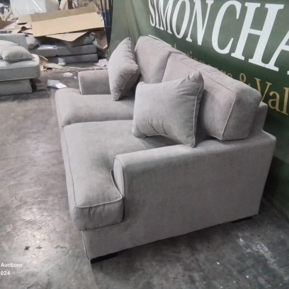 DESIGNER LIGHT GREY FABRIC TWO SEATER SOFA 