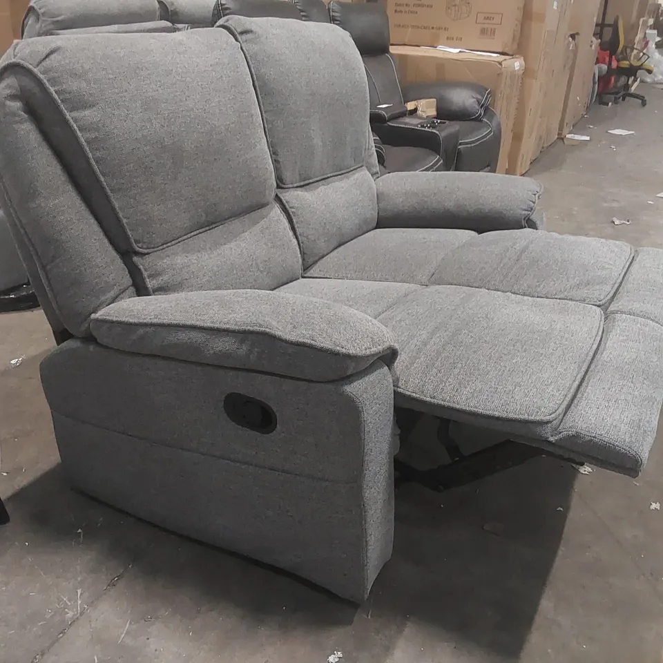 QUALITY DESIGNER FABRIC UPHOLSTERED MANUAL RECLINER 2 SEATER SOFA 