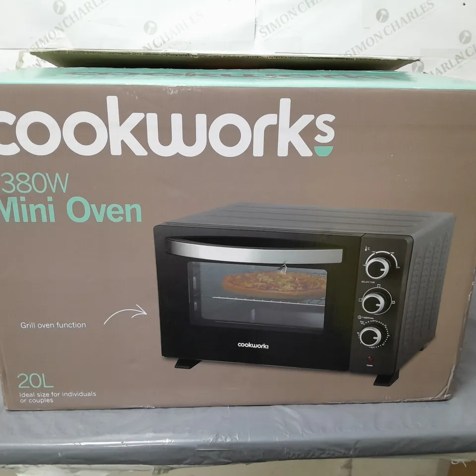 BOXED COOKWORKS MINI OVEN 20 LITRE BLACK - COLLECTION ONLY