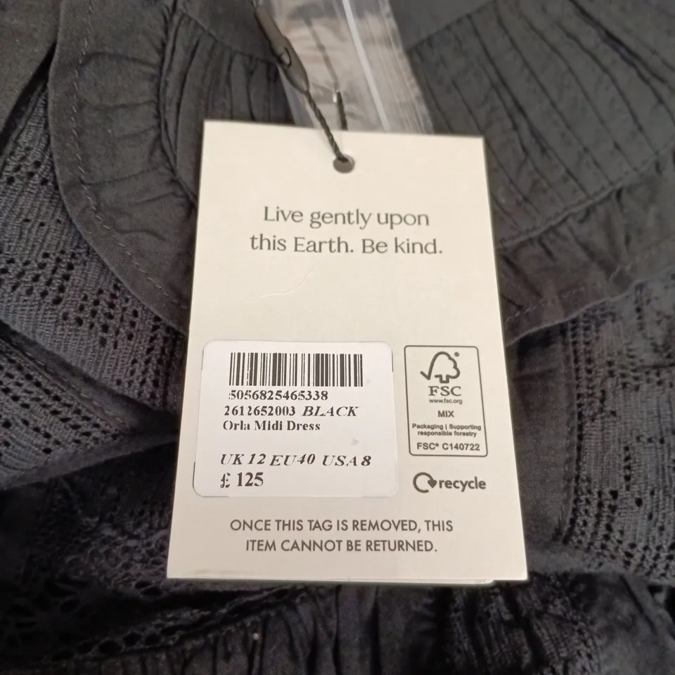 NOBODY'S CHILD ORLA MIDI DRESS – BLACK, UK 12 (EU 40, USA 8)