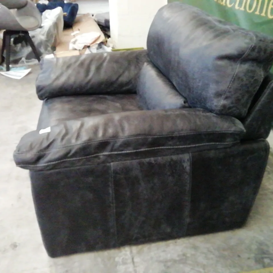 DESIGNER SOFOLOGY SANTINO DARK GREY LEATHER ARMCHAIR