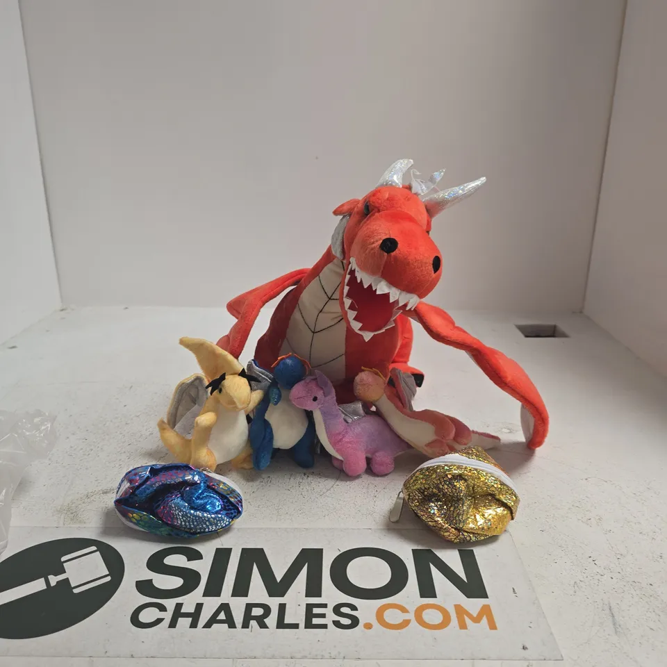 MORISMOS RED DRAGON PLUSH WITH MINI PLUSH TOYS – SOFT TOY SET
