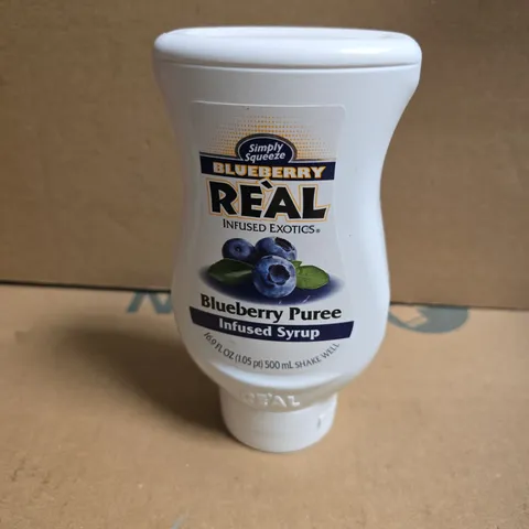 APPROXIMATELY 12 SIMPLY SQUEEZE BLUEBERRY REAL PUREE INFUSED SYRUP (500ML)