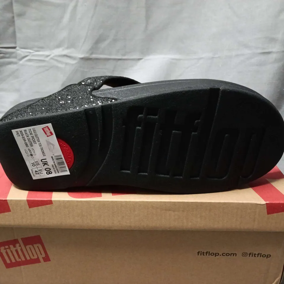 BOXED PAIR OF FITFLOP LULU GLITTER TOE-THONGS TOE POST - UK 8