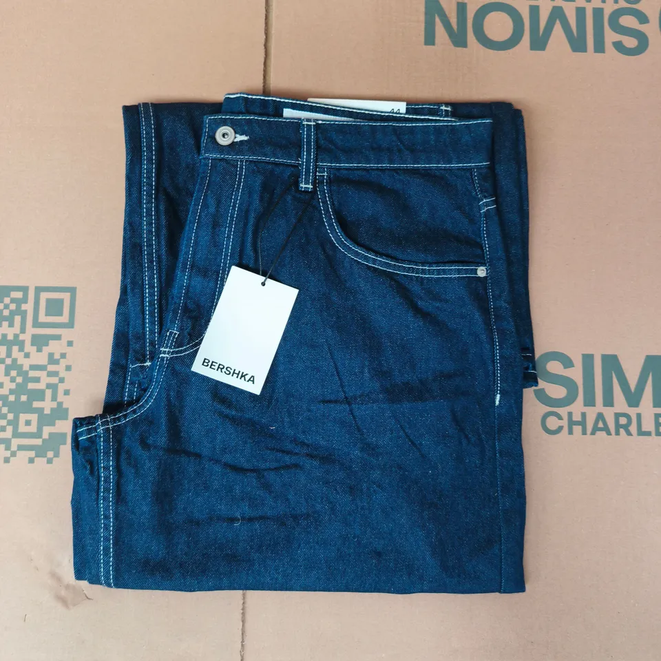 BERSHKA WIDE-LEG JEANS IN BLUE SIZE UK 16