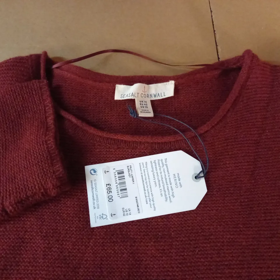 SEASALT CORNWALL FRUITY JUMPER IN BURGUNDY - UK 14