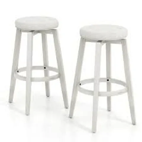 BOXED COSTWAY WHITE SWIVEL BAR STOOL SET OF 2