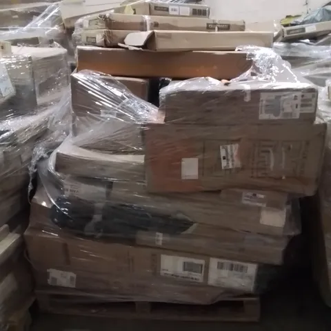 PALLET OF ASSORTED HOUSEHOLD GOODS AND PRODUCTS TO INCLUDE;SHELVING UNIT,STORAGE OTTOMAN,FLOATING SHELVES 