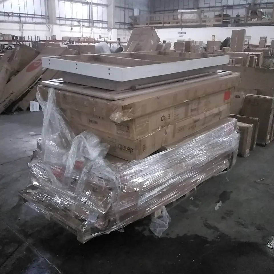 PALLET OF ASSORTED, INCOMPLETE FURNITURE PARTS AND PIECES 
