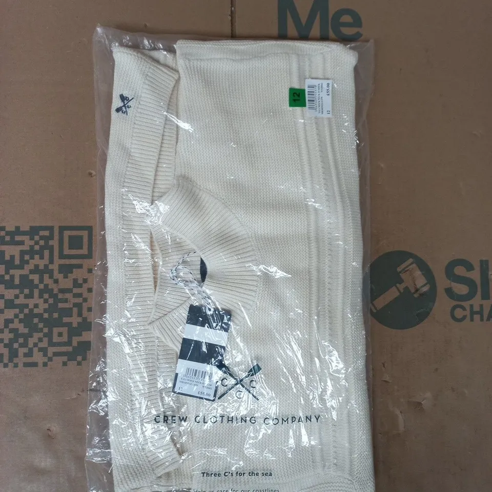 BAGGED CREW CLOTHING COMPANY TALI MOCK NECK JUMPER IN MARSHMALLOW SIZE 12