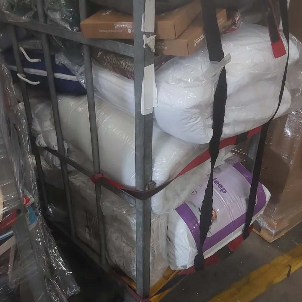 CAGE CONTAINING A VERY LARGE QUANTITY OF ASSORTED BEDDING ECT // CAGE NOT INCLUDED