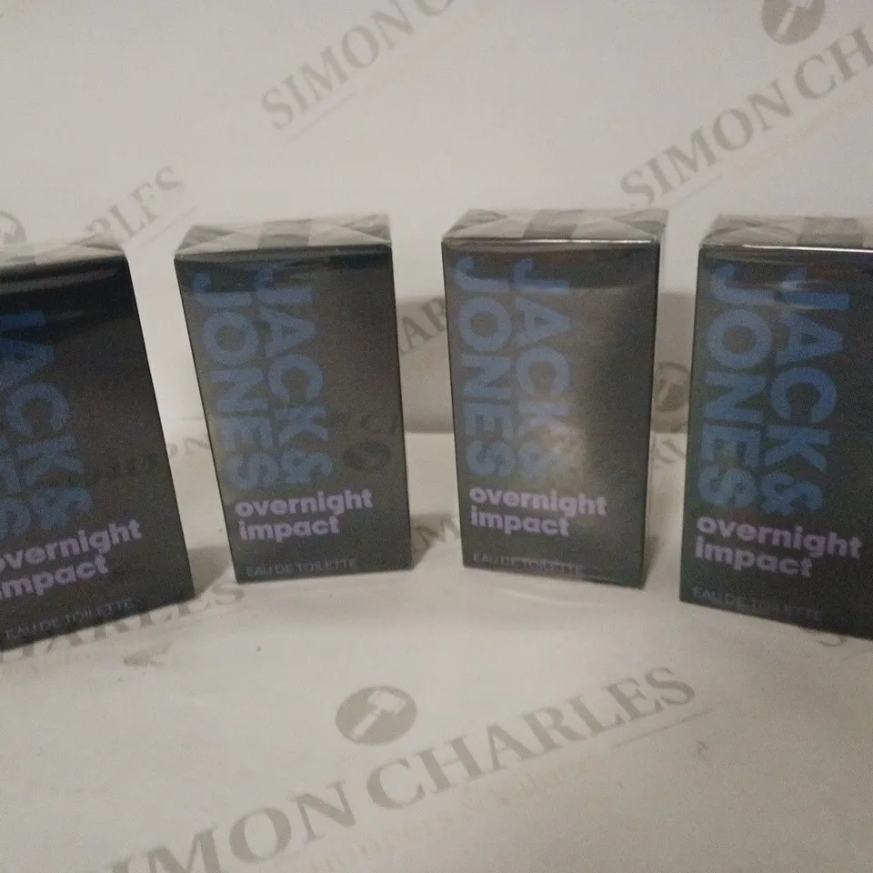 LOT OF 4 SEALED JACK & JONES OVERNIGHT IMPACT 100ML EAU DE TOILETTE