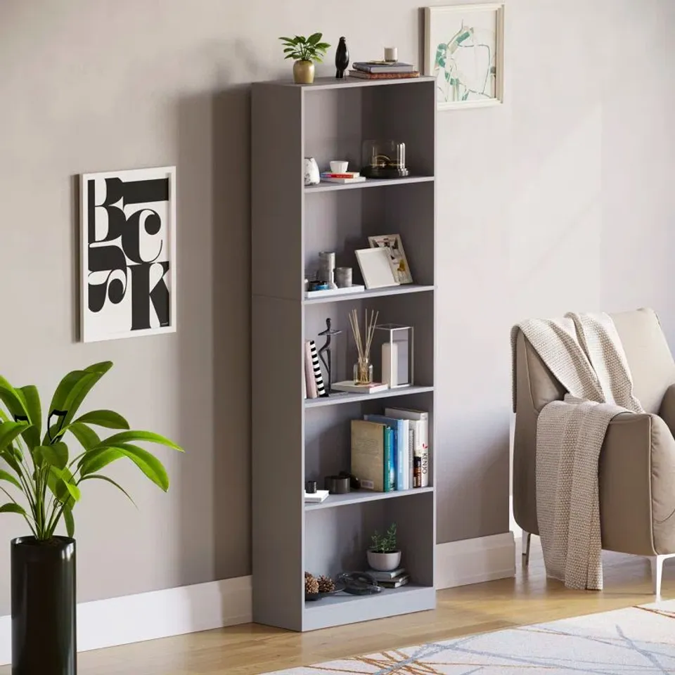 BOXED RONALD BOOKCASE - GREY 