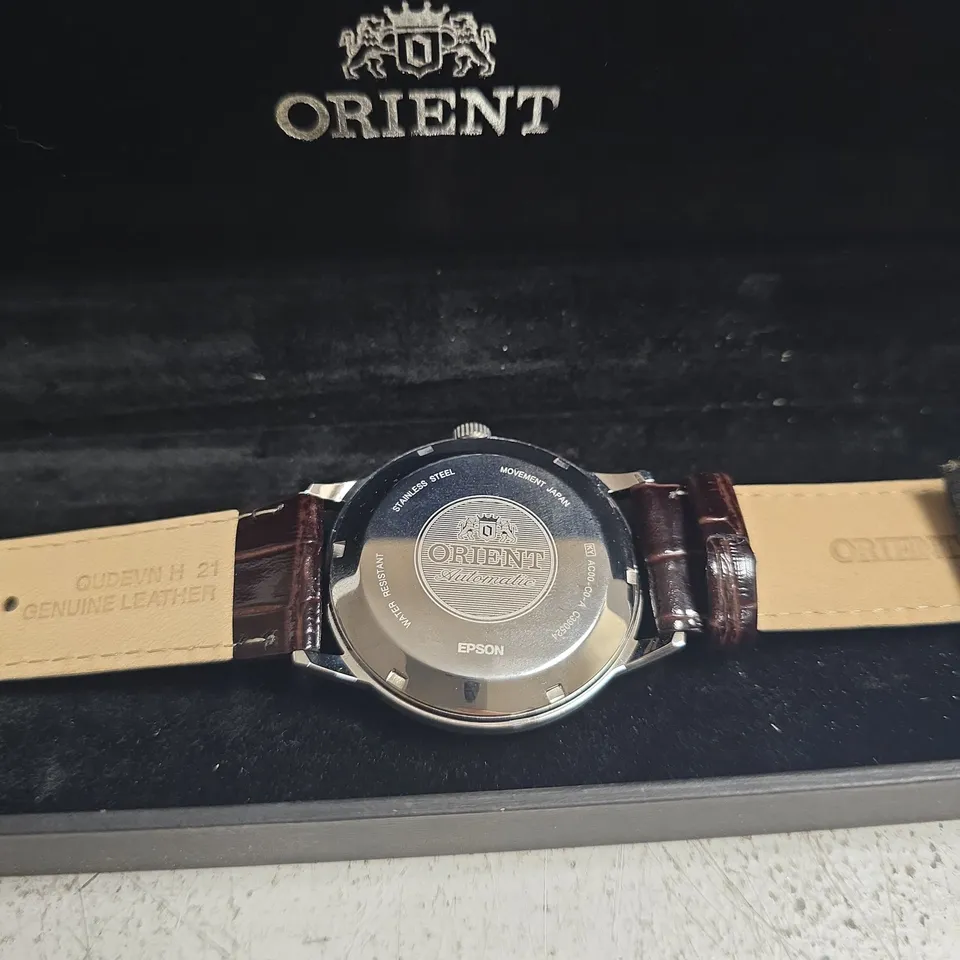 ORIENT AUTOMATIC WRISTWATCH – BROWN LEATHER STRAP – BOXED