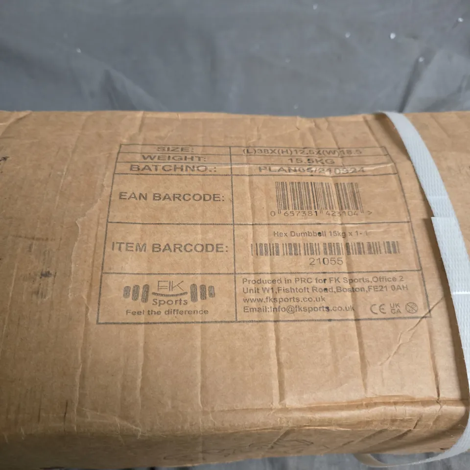 FK SPORTS HEX DUMBBELL 15KG – BOXED