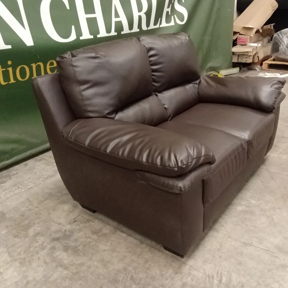 VERONA 2 SEATER LEATHER SOFA - BROWN