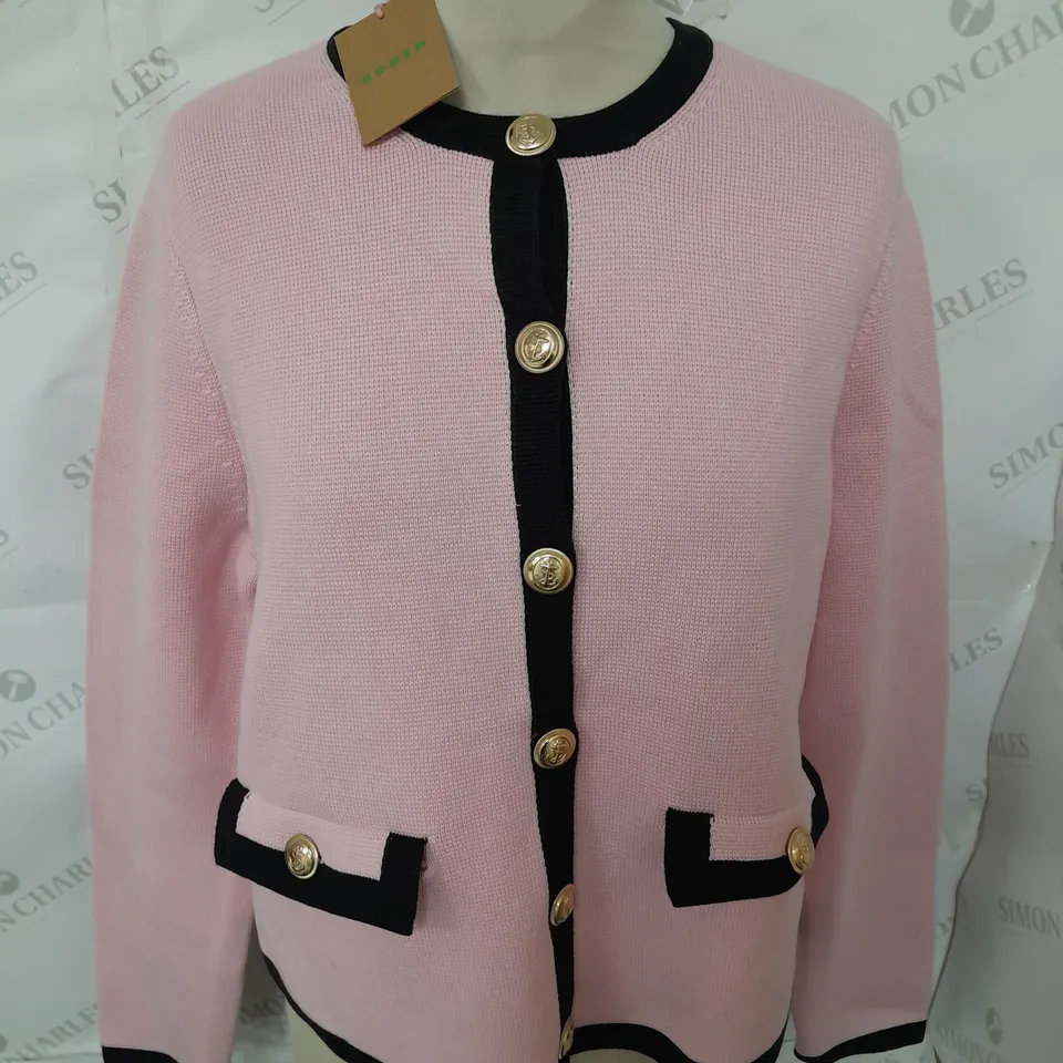 BODEN PINK BUTTON FRONT CARDIGAN - UK 12