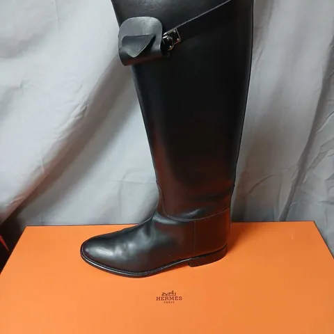 HERMΓS BLACK LEATHER KNEE-HIGH BOOTS β BOXED SIZE EU 37