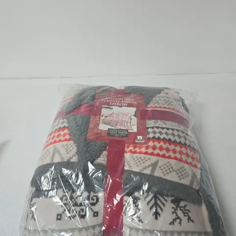TEDDY SUPERSOFT SNUG FLANNEL SHERPA THROW – SUPER EXTRA LARGE (200 X 240 CM)