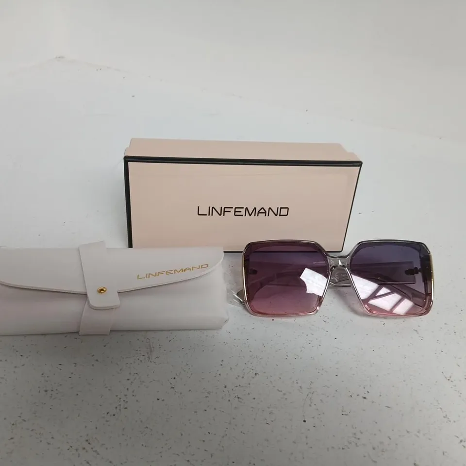 LINFEMAND SQUARE SUNGLASSES WITH PURPLE GRADIENT LENSES
