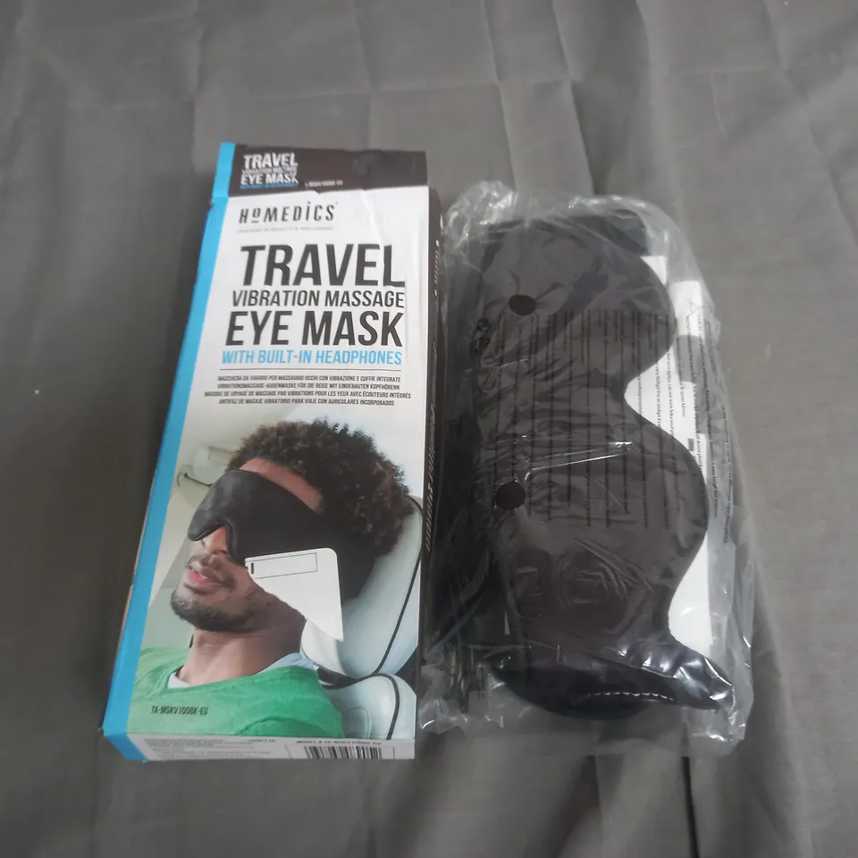 BOXED HOMEDICS TRAVEL VIBRATION MASSAGE EYE MASK WITH BUILT IN HEADPHONES 