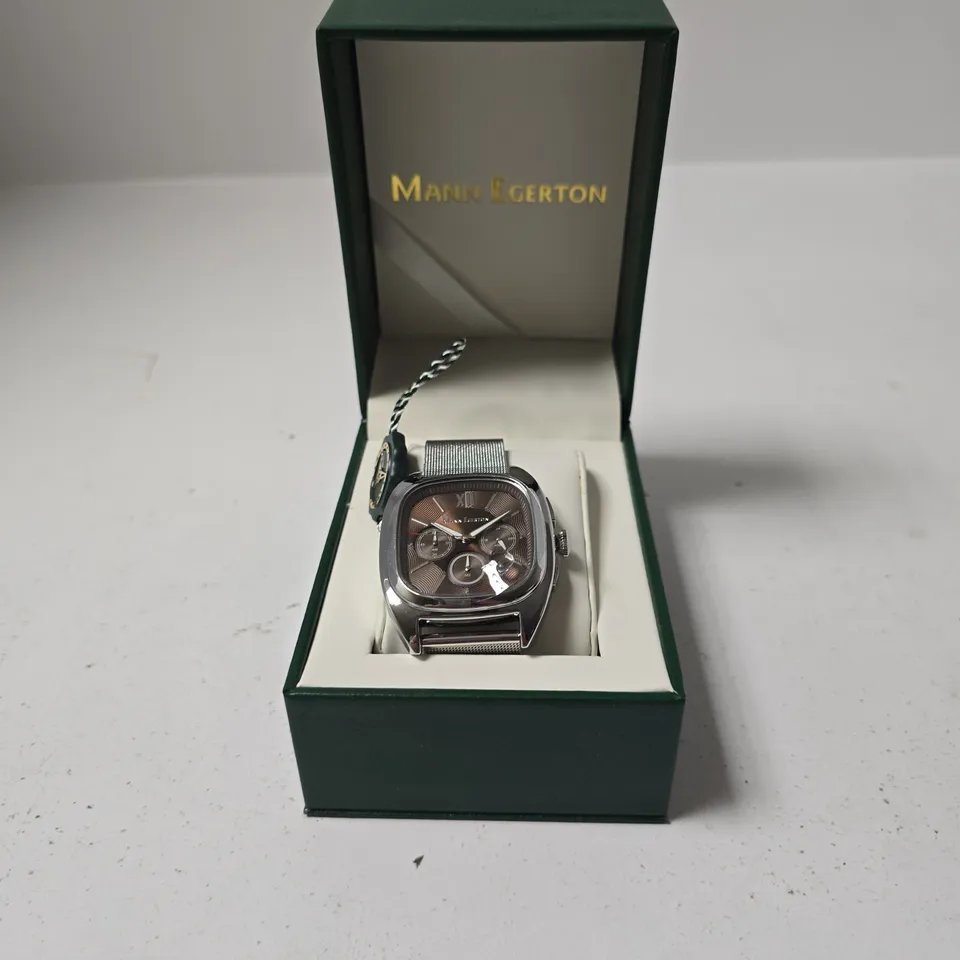 BOXED MANN EGERTON VECTOR STEEL BROWN WATCH