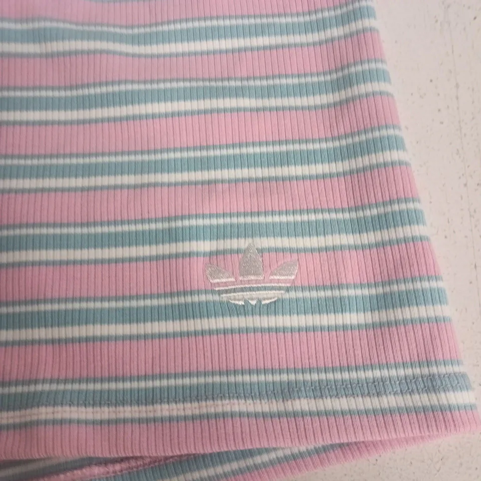 ADIDAS ' STRIPED SHORTS – PINK/BLUE (UK 12-14)