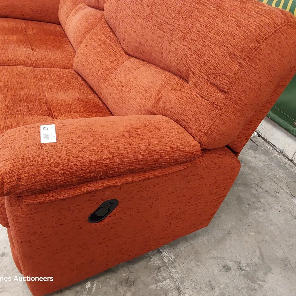 QUALITY BRITISH DESIGNER G PLAN STRATFORD MANUAL RECLINING THREE SEATER SOFA BOUCLE TERRACOTTA FABRIC 