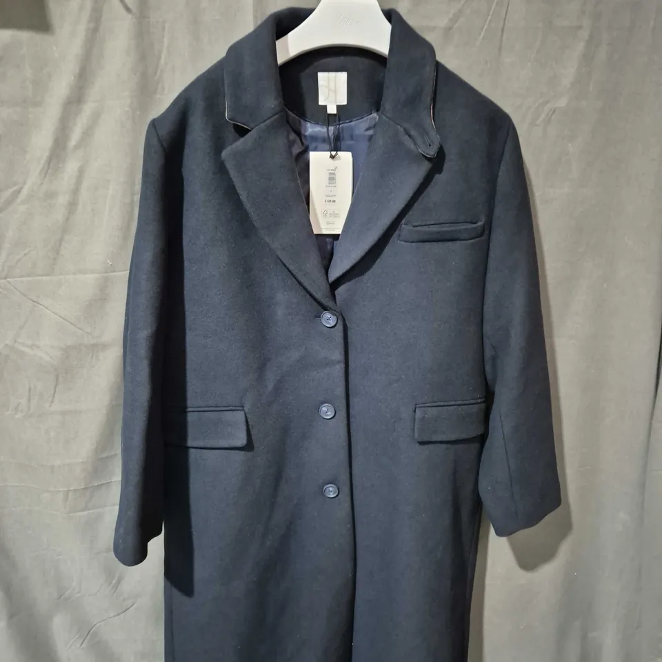 JOHN LEWIS NAVY WOOL COAT SIZE 18