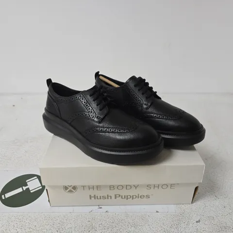 HUSH PUPPIES WOMEN JOY WINGTIP BOLD BLACK LEATHER UK 6 BOXED