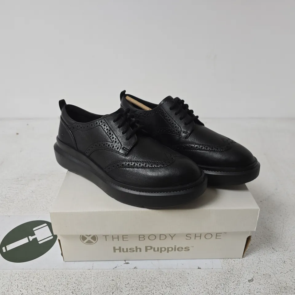 HUSH PUPPIES WOMEN JOY WINGTIP BOLD BLACK LEATHER UK 6 BOXED