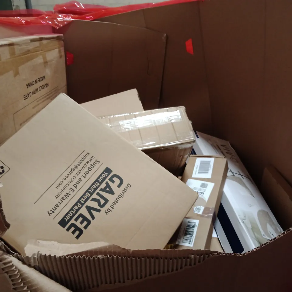 PALLET OF ASSORTED HOUSEHOLD GOODS AND PRODUCTS TO INCLUDE;TOILET SEAT COVER,FOOT SPA MASSAGER,TV STAND