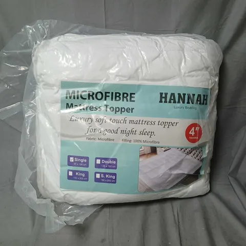 HANNAH MICROFIBRE MATTRESS TOPPER – 4 INCH THICK, LUXURY BEDDING - SINGLE
