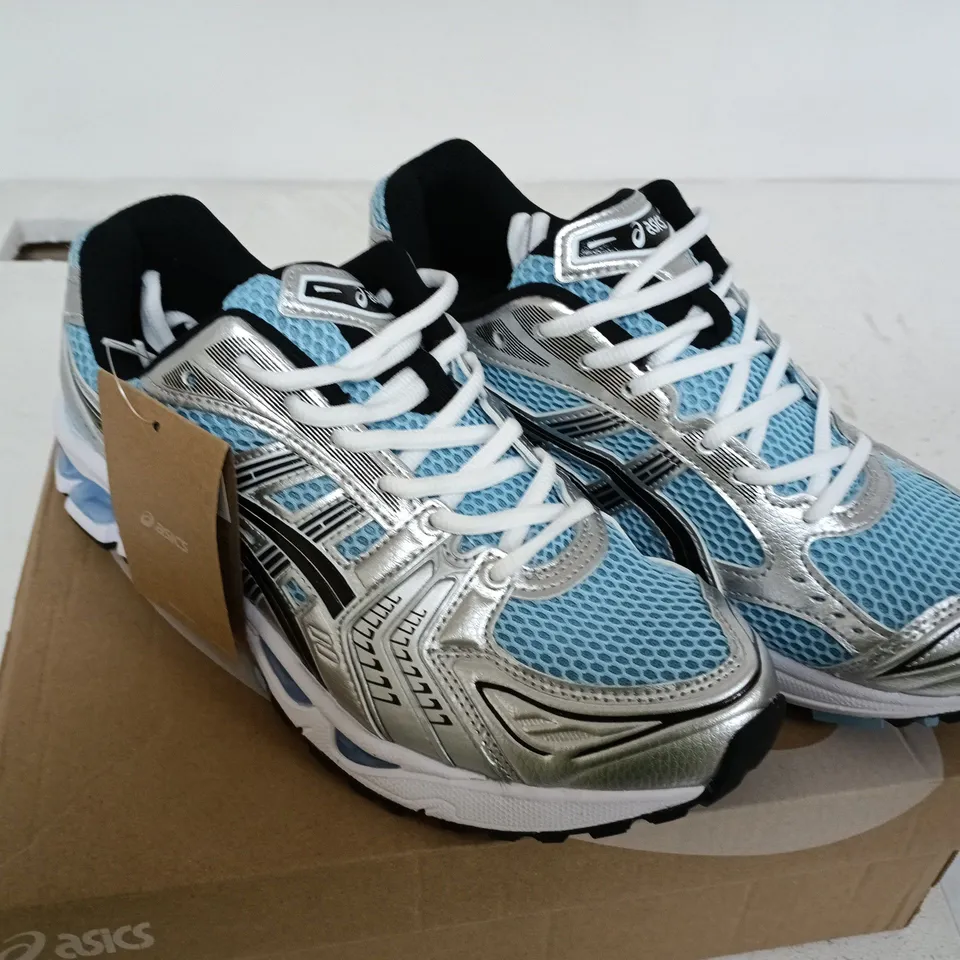 BOXED OASICS GEL-KAYANO 14 SIZE UK8.5 (ARCTIC SKY-PURE SILVER)