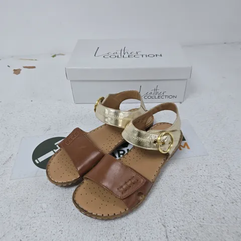 NATASHA LEATHER COLLECTION SANDALS – TAN & BROWN LEATHER, UK 7