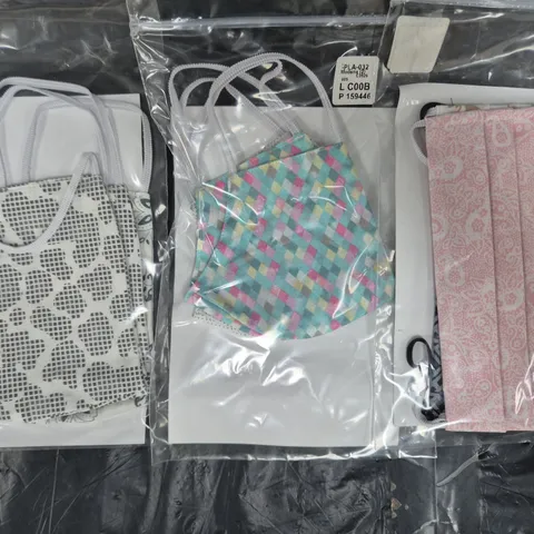 BOX OF APPROXIMATELY 220 ASSORTED UNBRANDED FACE COVERINGS AND MASKS IN VARIOUS STYLES AND COLOURS
