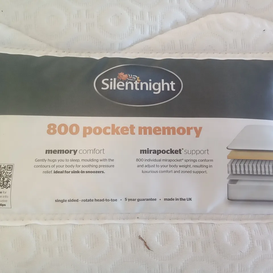 QUALITY 4'6" DOUBLE SILENTNIGHT 800 POCKET MEMORY FOAM MATTRESS 