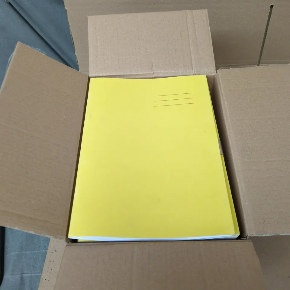 BRAND NEW BOX OF 50 LINED YELLOW WRITING BOOKS NO MARGN (80 PAGES)