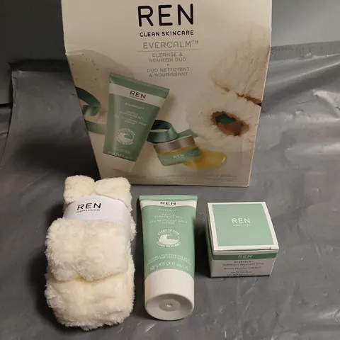 BOXED REN CLEAN SKINCARE EVERCALM CLEANSE & NOURISH DUO 