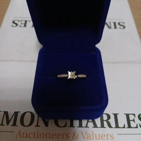 DIAMONIQUE RING WITH PRINCESS-CUT CENTRE STONE AND PAVÉ SHOULDERS 