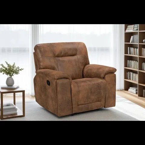 BOXED ANASTASIEA UPHOLSTERED RECLINER - SUEDE BROWN 