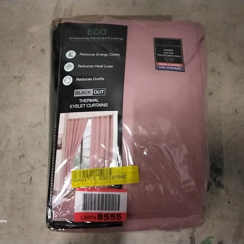 DELRAY EYELET BLACKOUT THERMAL CURTAINS PINK