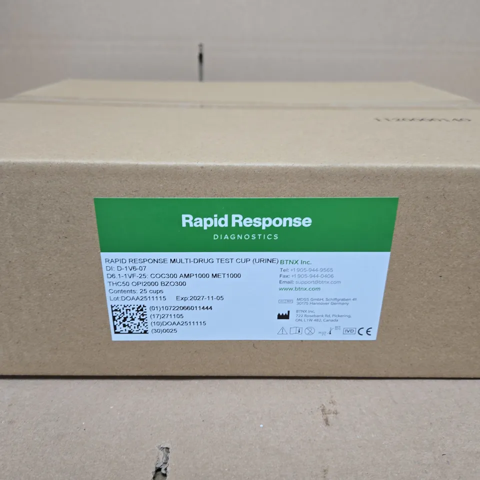 RAPID RESPONSE DIAGNOSTICS MULTI-DRUG TEST CUP (URINE) – 25 CUPS
