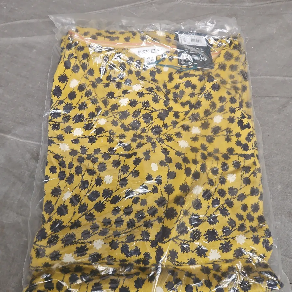 BAGGED WHITE STUFF TALLIE JERSEY DRESS IN MUSTARD YELLOW MUTLI - UK 16R