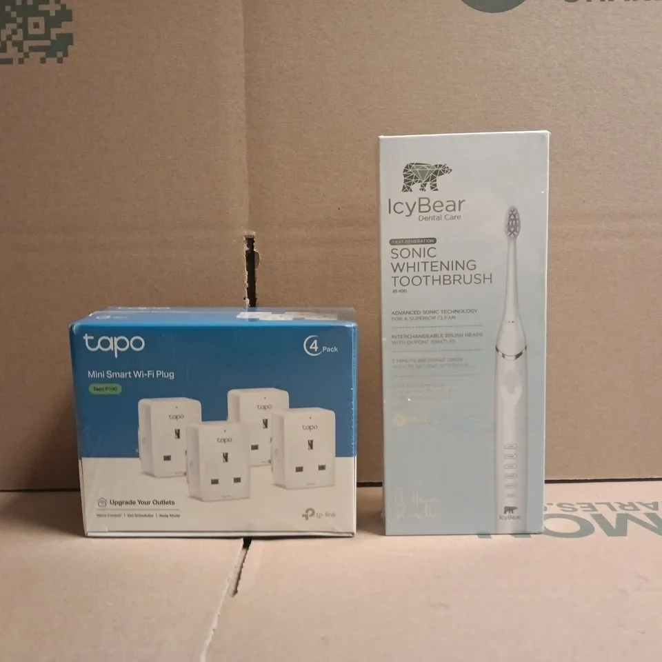 APPROXIMATELY 5 ASSORTED HOUSEHOLD ITEMS TO INCLUDE TOOTHBRUSH, MINI SMART WI-FI PLUG, ETC