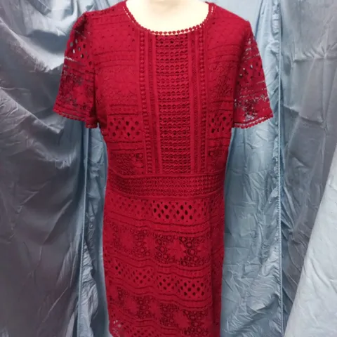 OASIS RED LACE DRESS – UK SIZE L