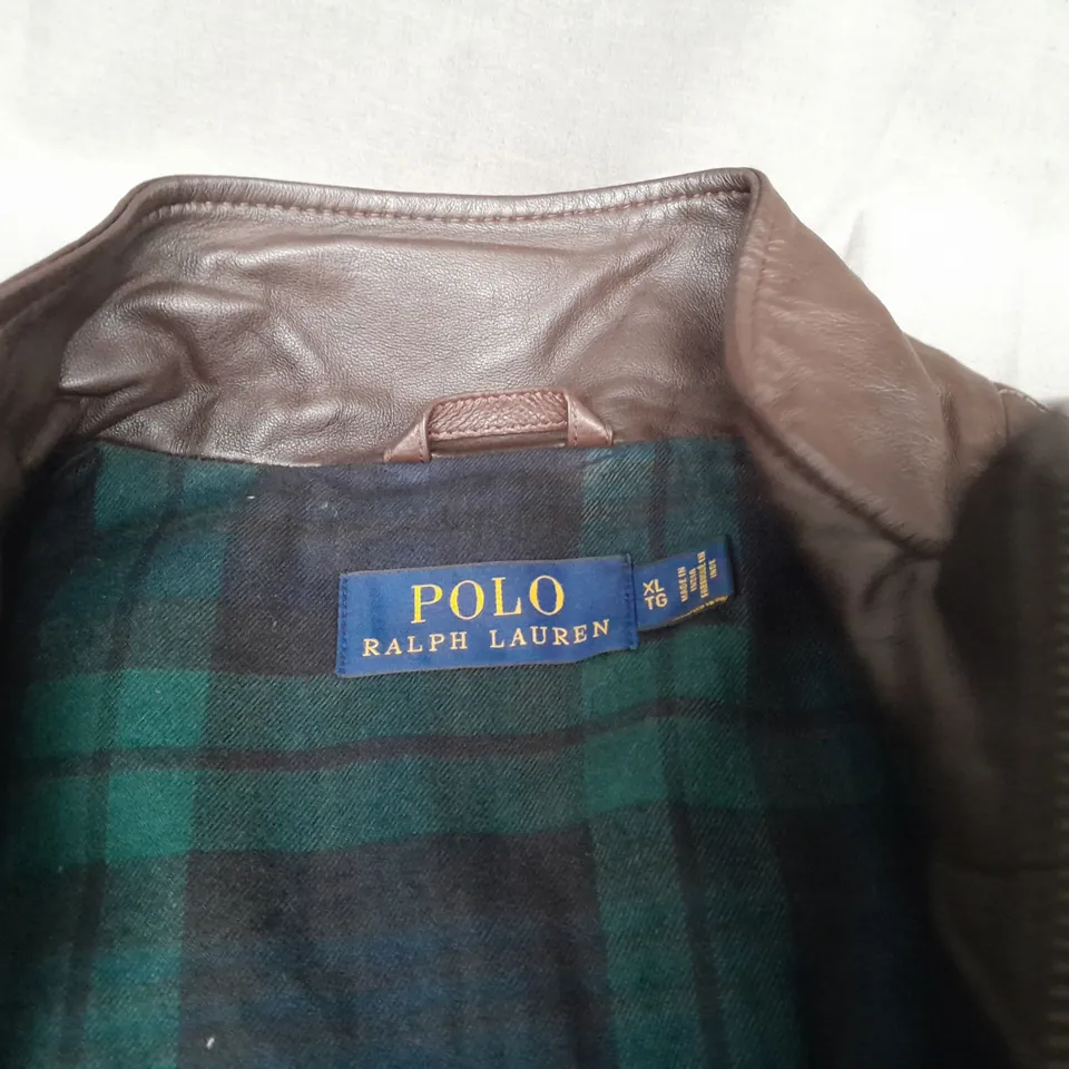 POLO RALPH LAUREN BROWN LEATHER JACKET - XL