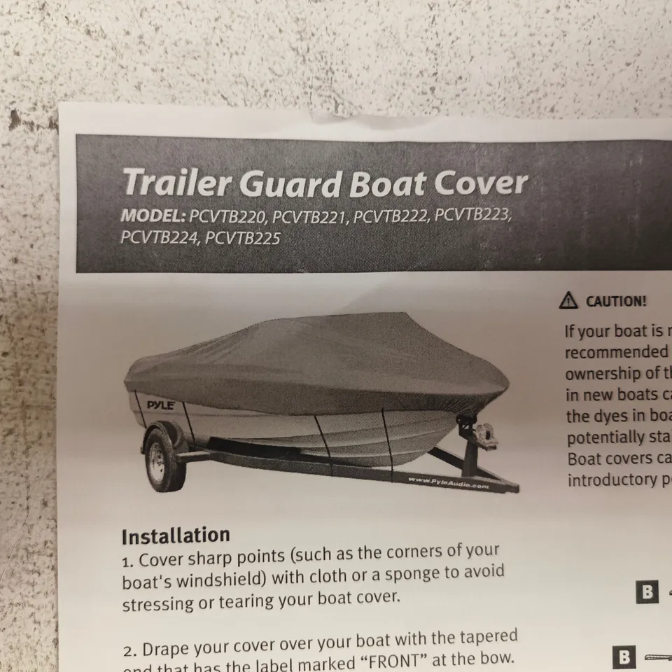 BOXED PYLE PCVHB221 TRAILER GUARD BOAT COVER