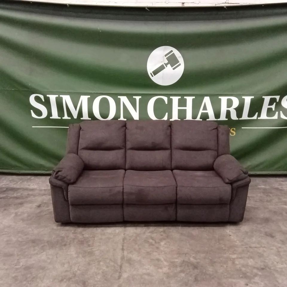 ALBION FABRIC 3 SEATER HIGH BACK MANUAL RECLINER SOFA - CHARCOAL 