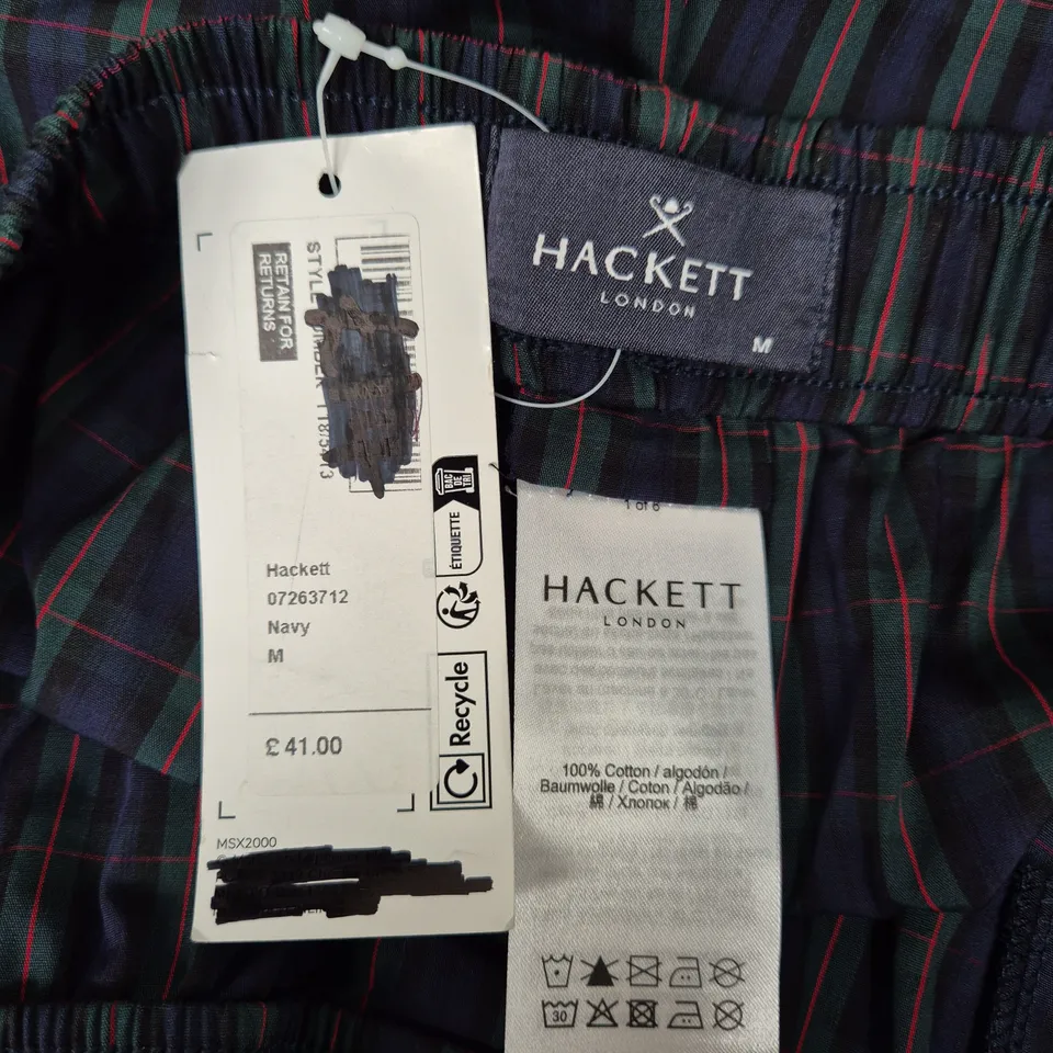 HACKETT LONDON NAVY PLAID COTTON TROUSERS, MEN'S, SIZE M